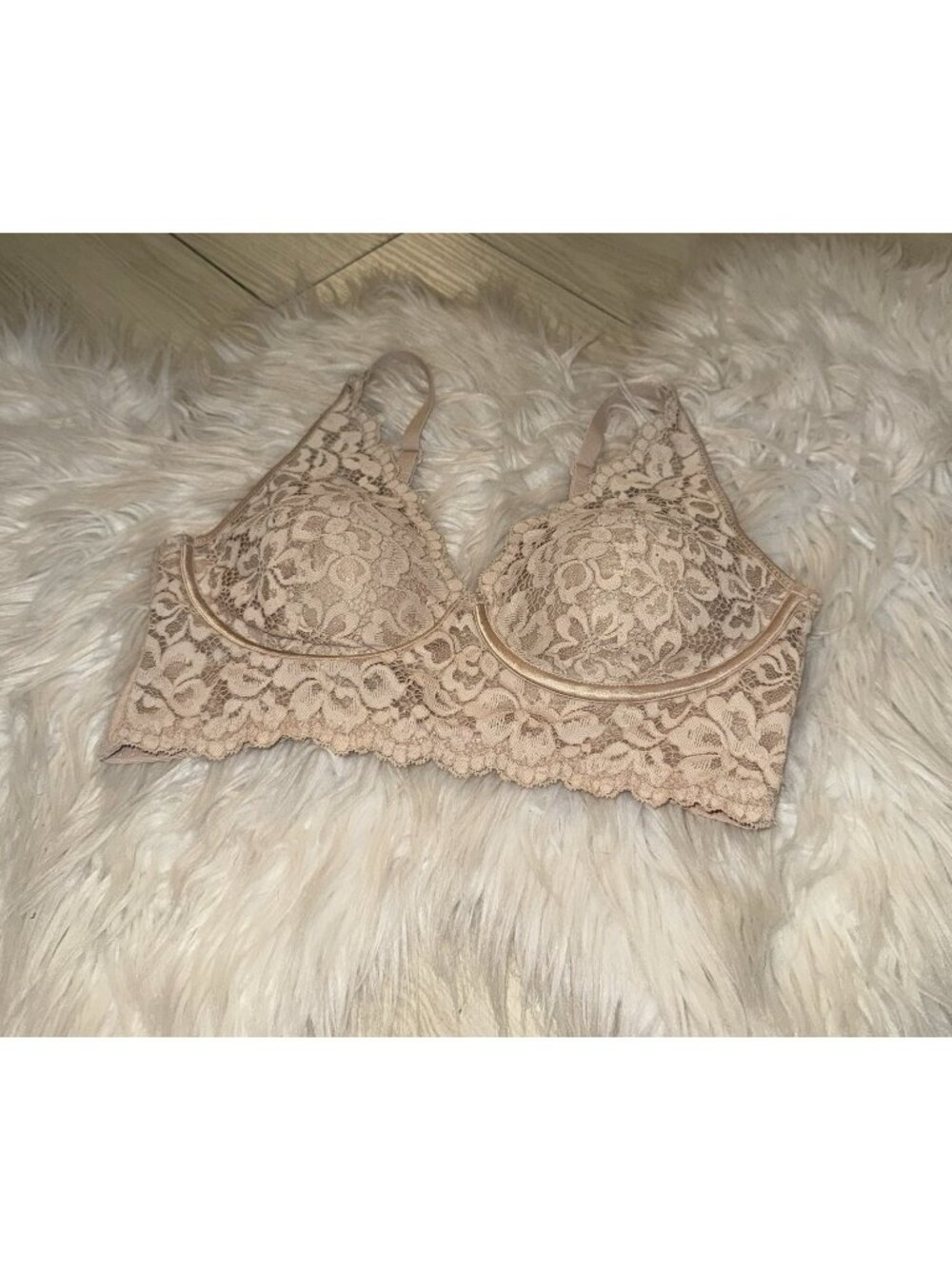 Maidenform DM1188 Convertible Bralette Bra Lace Lightly Lined Womens 34B Beige